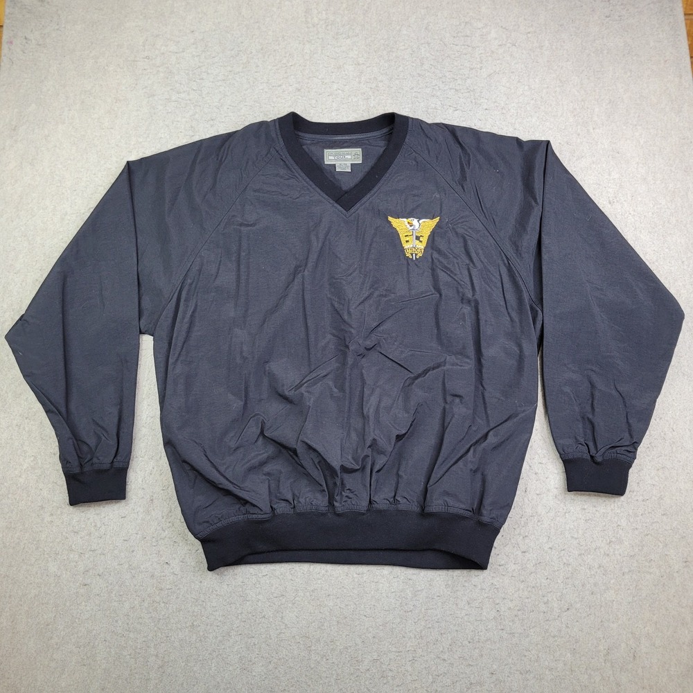 Grand Slam Tour Golf Windbreaker Jacket Mens XL Black V Neck Pullover VTG